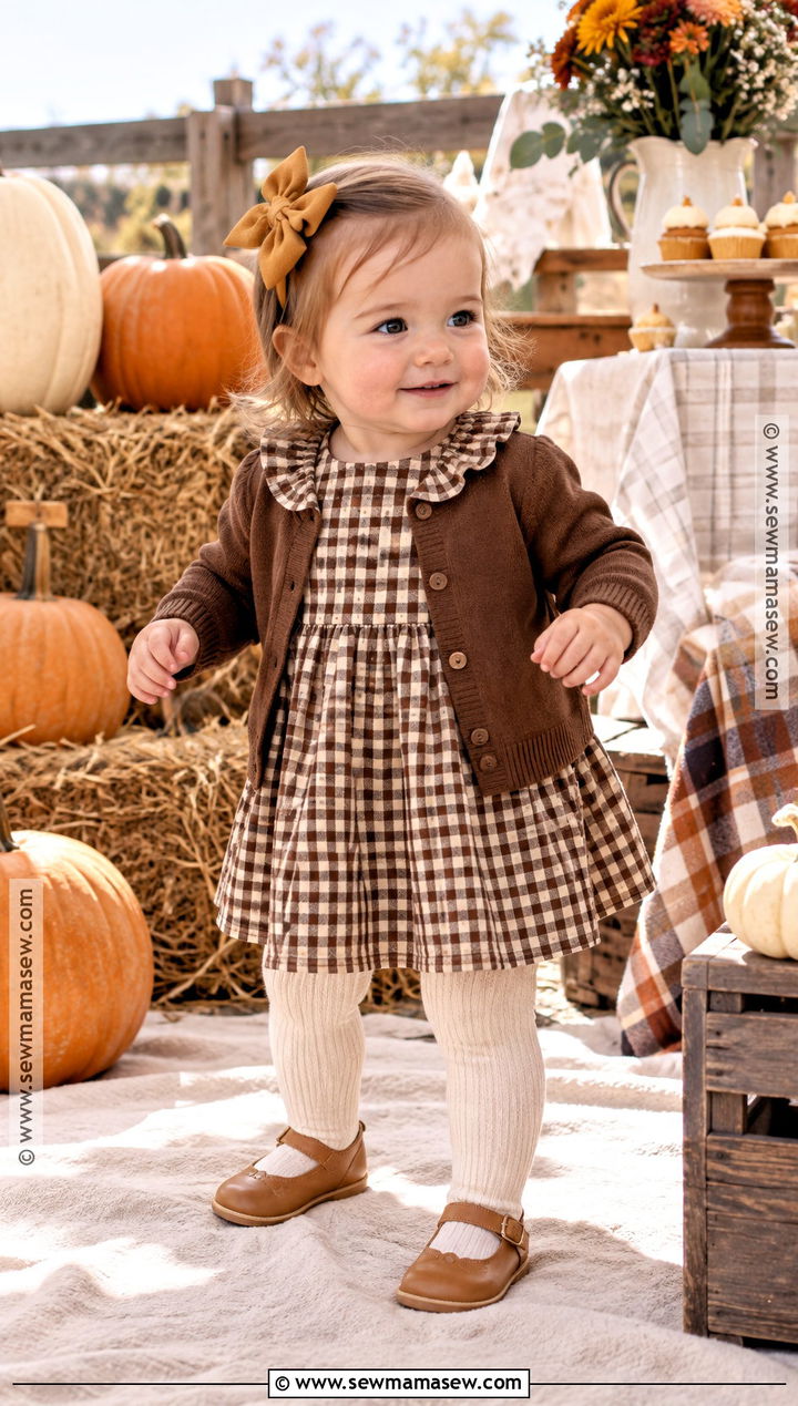 Brown Gingham First Birthday Outfit - 15 first birthday outfit girl fall ideas