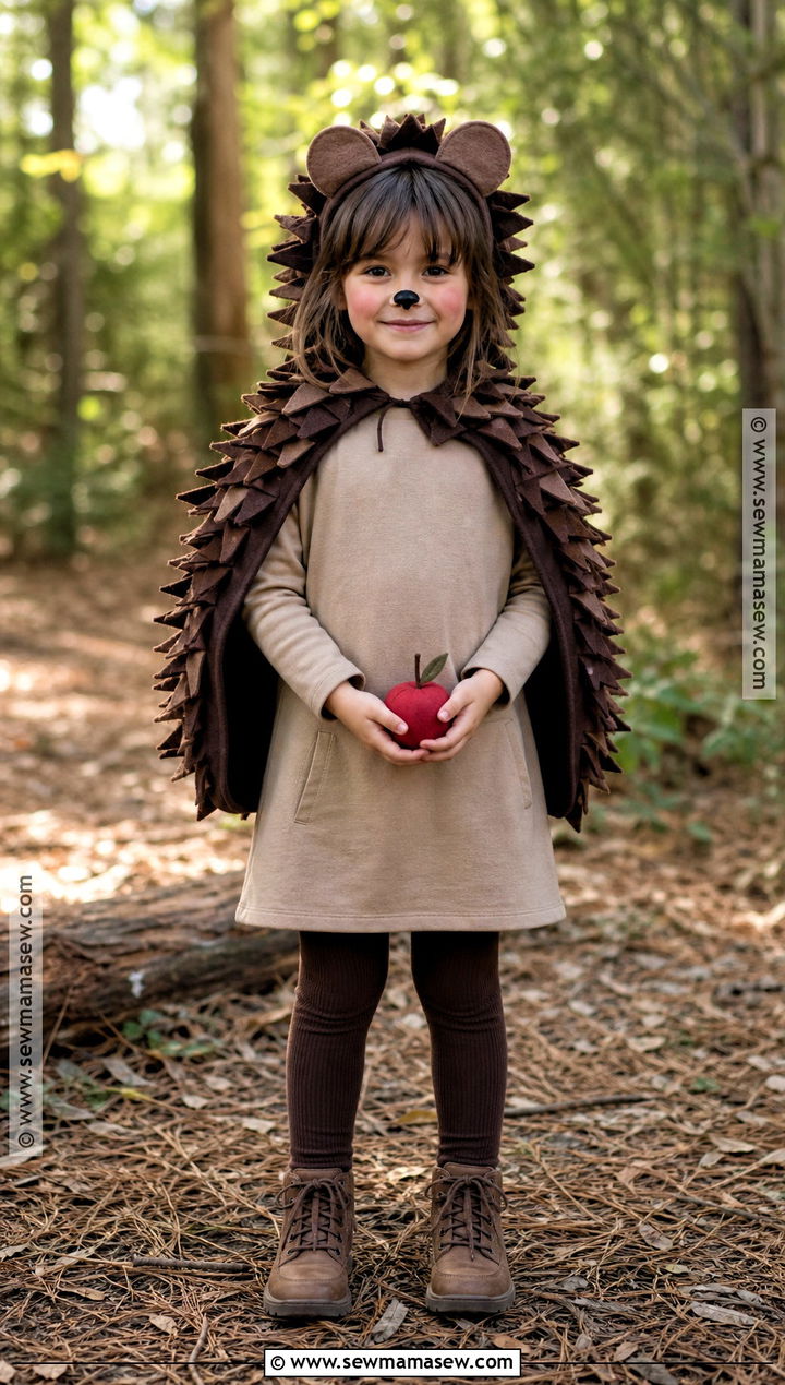 Brown Hedgehog Costume With Felt Spines - 35 brown halloween costumes