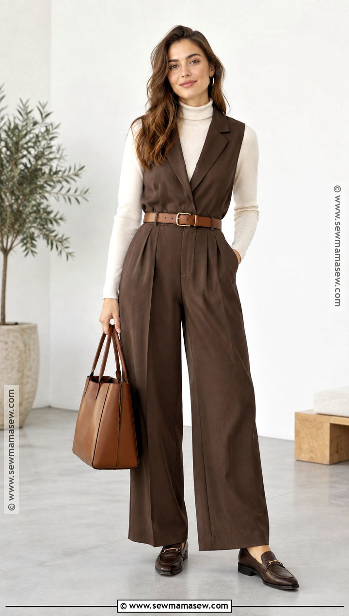 Brown Jumpsuit And Loafers Outfit - 25 brown autumn outfit ideas