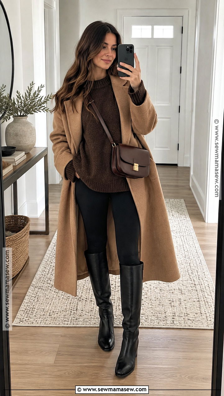 Brown Knit Sweater With Leggings - 15 brown knit sweater fall ideas