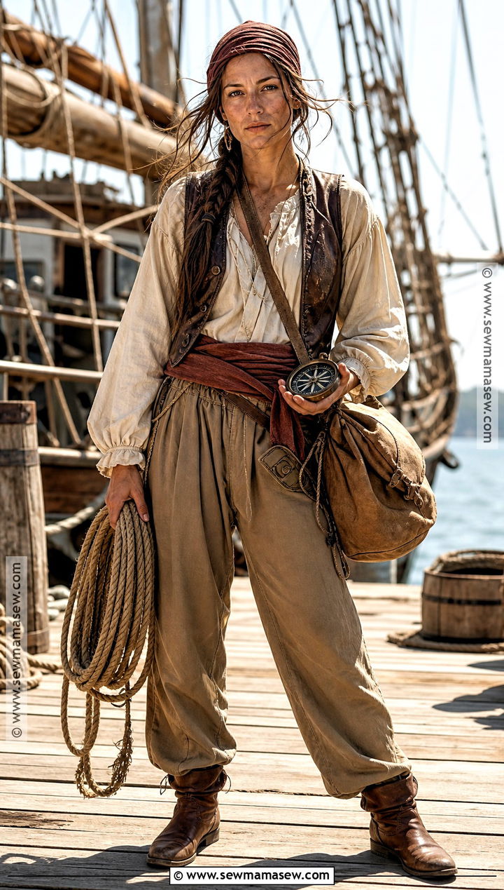 Brown Leather Deckhand Pirate Cosplay - 30 pirate cosplay ideas for females