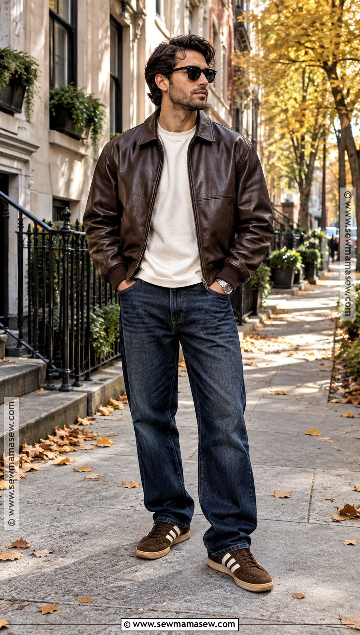 Brown Leather Jacket Fall Outfit - 25 fall drip outfits for men
