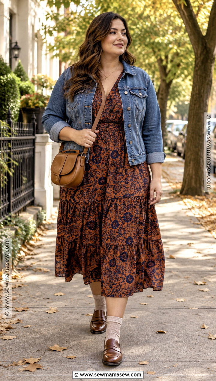 Brown Loafers With Midi Dress And Denim Jacket - 15 fall 2026 loafers ideas