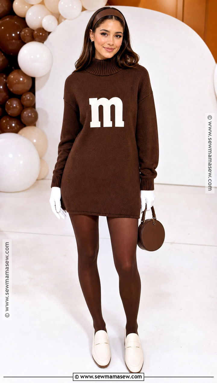 Brown MandM Costume With White Gloves - 40 m&m costume ideas