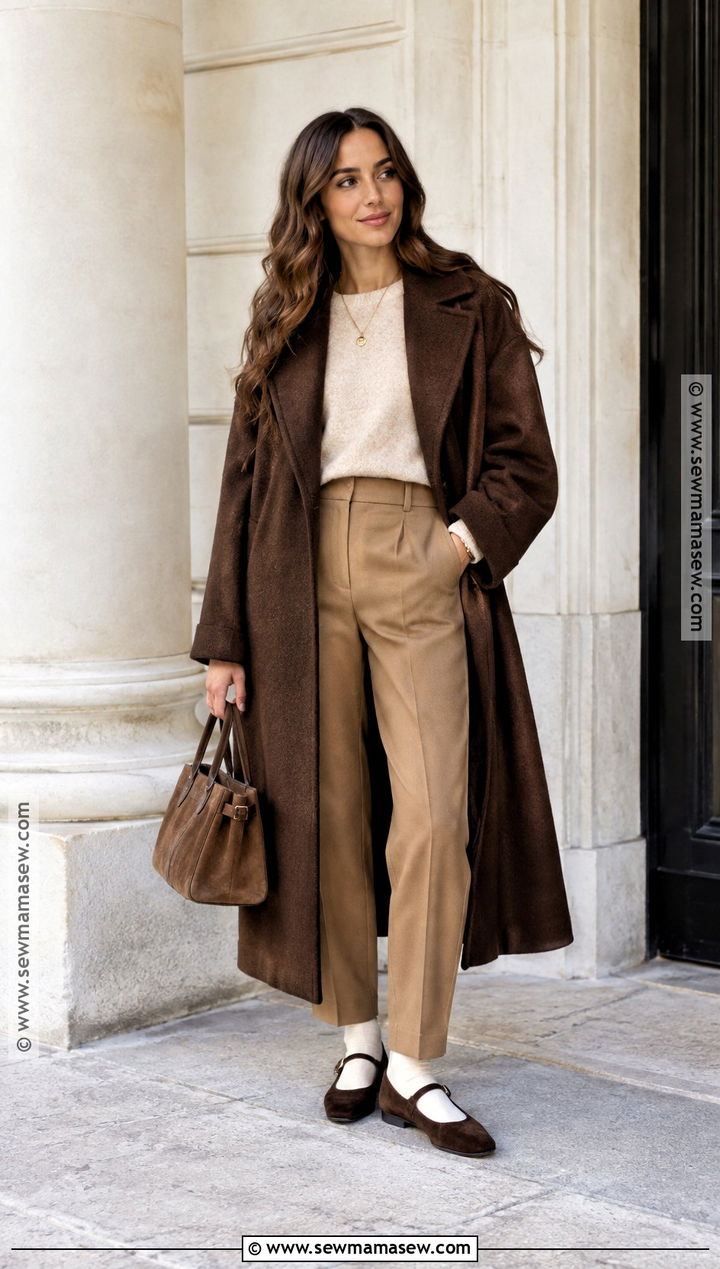 Brown Mary Jane Shoes With Monochrome Fall Outfit - 20 Mary Jane Shoes Outfit Fall