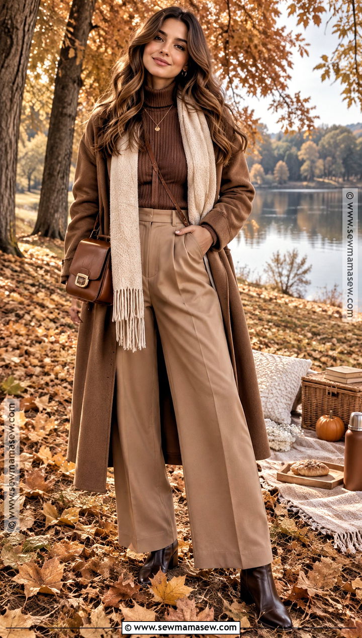 Brown Monochrome Autumn Picnic Outfit - 25 autumn picnic outfit ideas