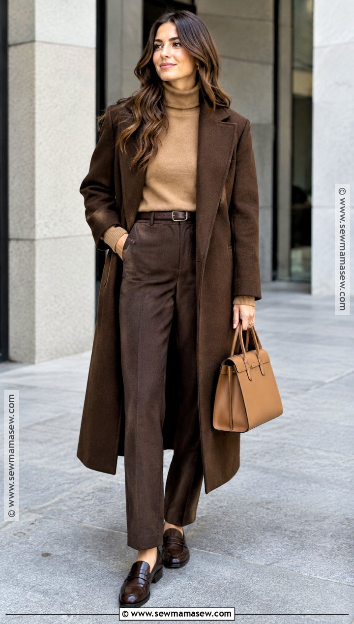 Brown Monochrome Coat Fall Outfit - 15 fall style trends 2026