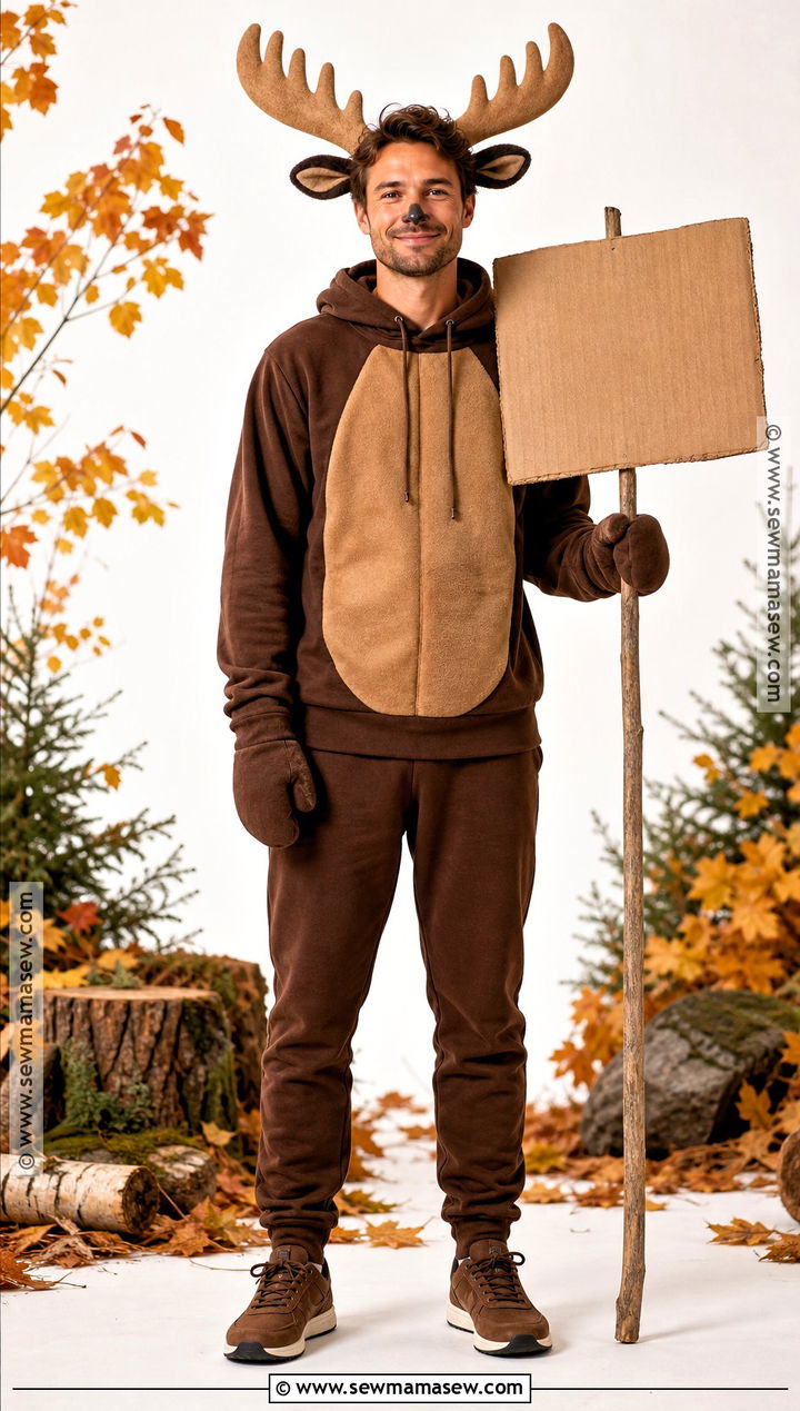 Brown Moose Costume With Wide Antlers - 35 brown halloween costumes