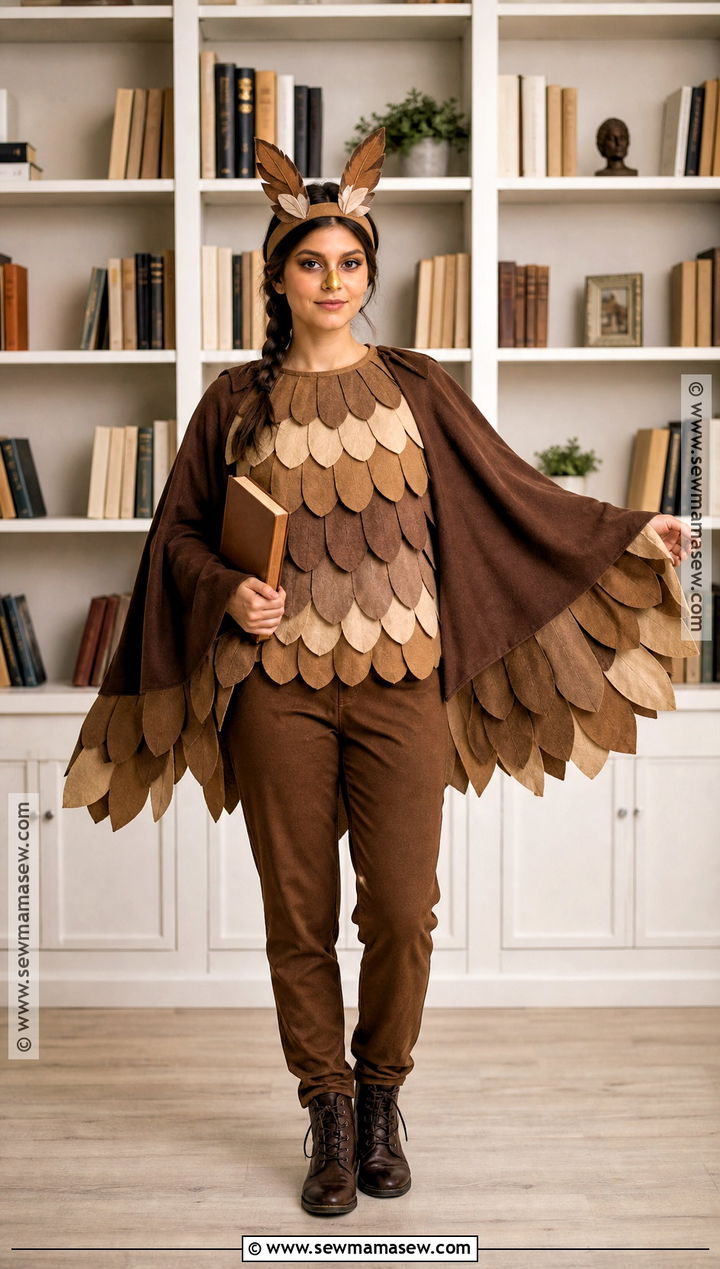 Brown Owl Costume With Feathered Wings - 35 animal costume ideas