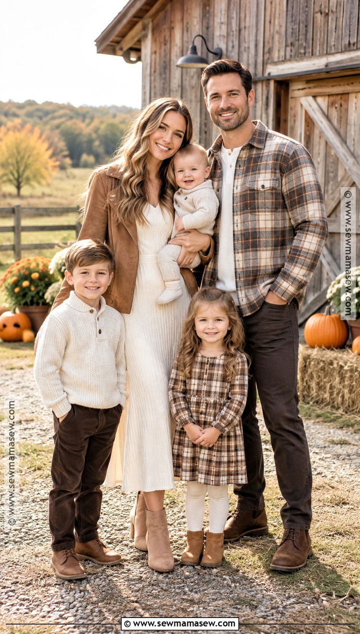 Brown Plaid And Cream Family Fall Picture Outfit - 15 family fall pictures outfits neutral