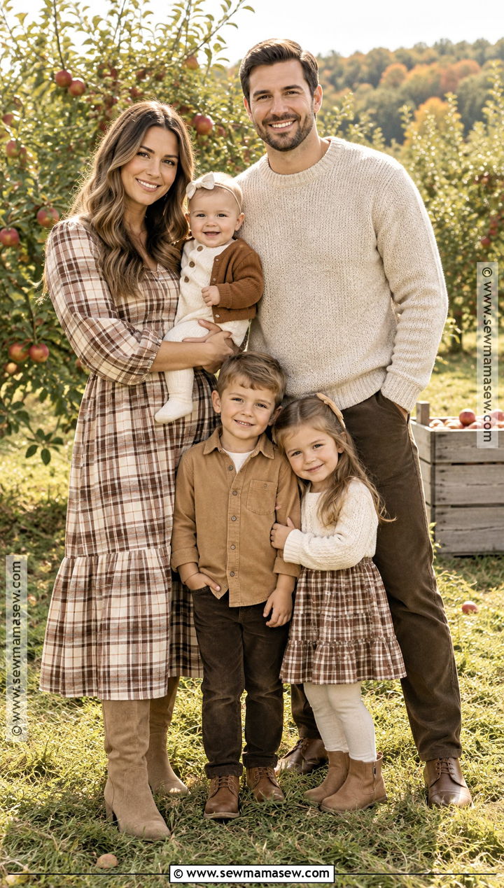 Brown Plaid And Cream Family Outfits - 15 fall family photos brown outfits