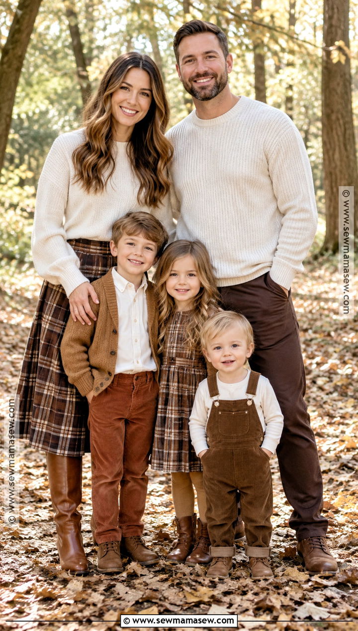 Brown Plaid And Cream Family Picture Outfits - 15 fall family pictures outfits brown