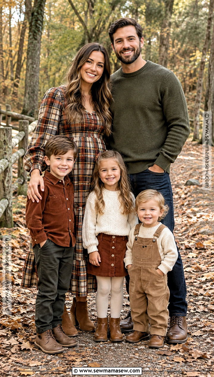 Brown Plaid And Solid Neutrals Family Fall Photo Outfit - 15 family fall pics outfits