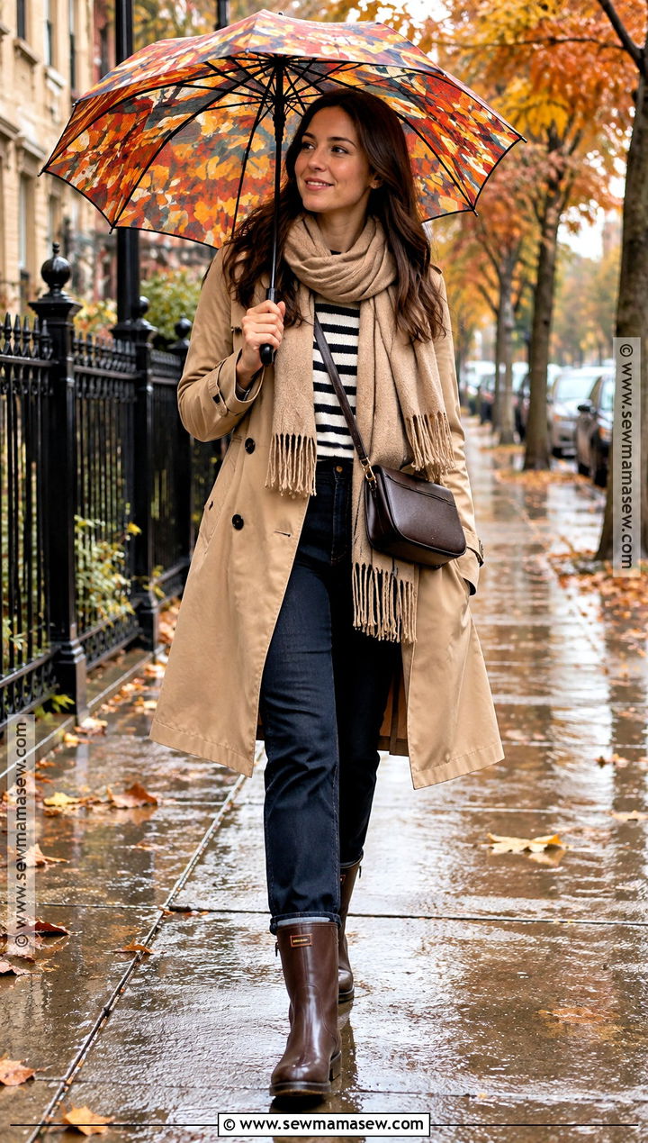 Brown Rain Boots With a Trench Coat - 25 brown fall boots