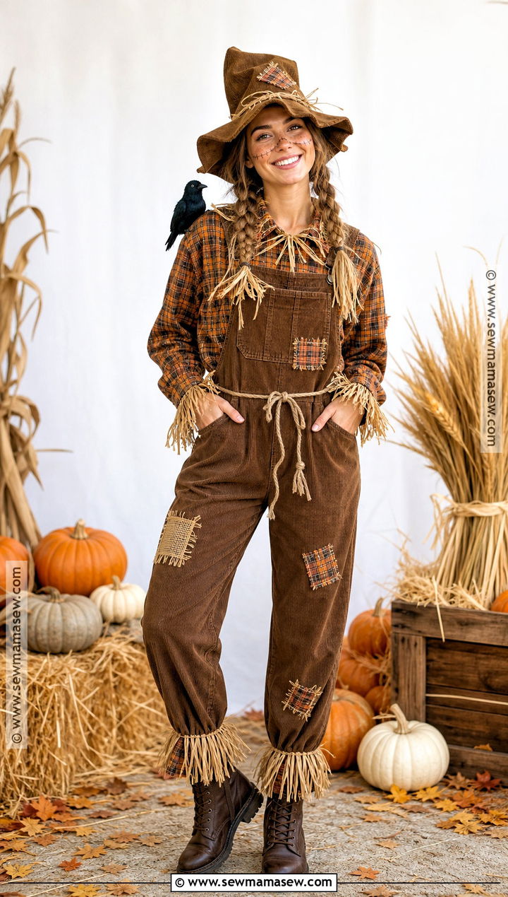 Brown Scarecrow Costume With Overalls - 35 brown halloween costumes