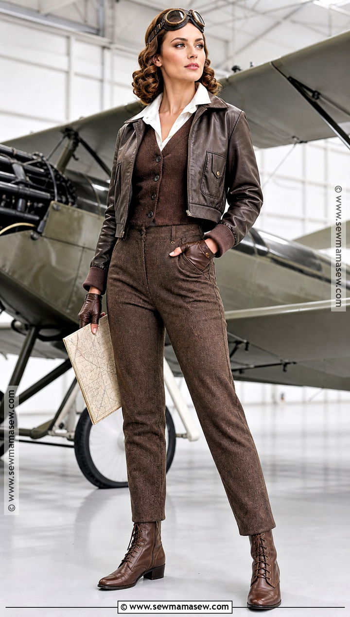Brown Steampunk Aviator Costume With Goggles - 35 brown halloween costumes
