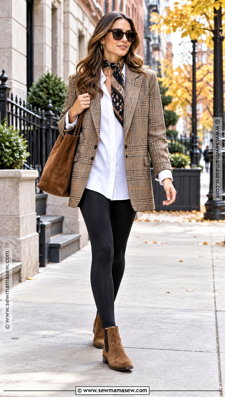Brown Suede Boots With Leggings And Blazer - 20 Brown Suede Boots Outfit Fall
