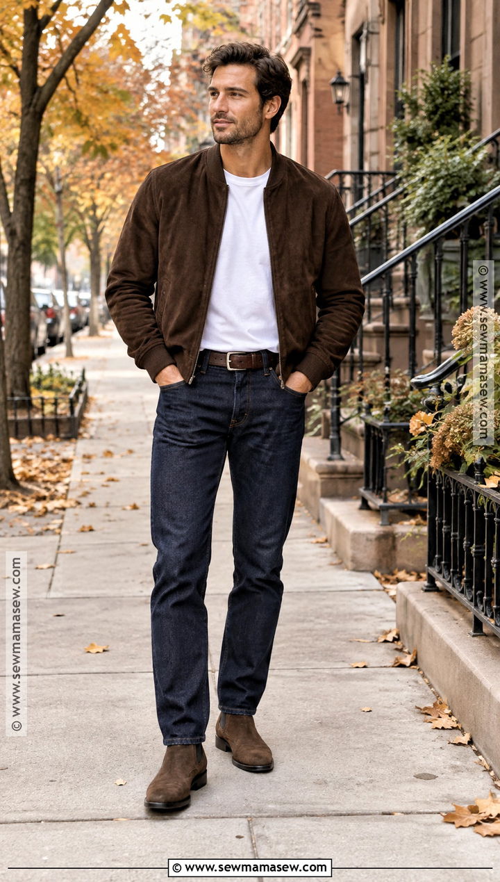 Brown Suede Chelsea Boots With Dark Jeans - 15 Men's Suede Boots Fall Fashion