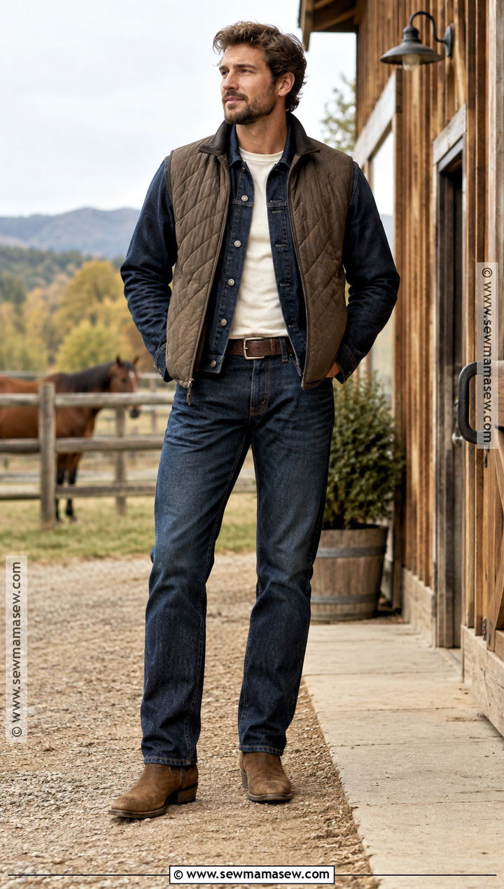 Brown Suede Cowboy Boots With Straight Jeans - 15 Men's Suede Boots Fall Fashion