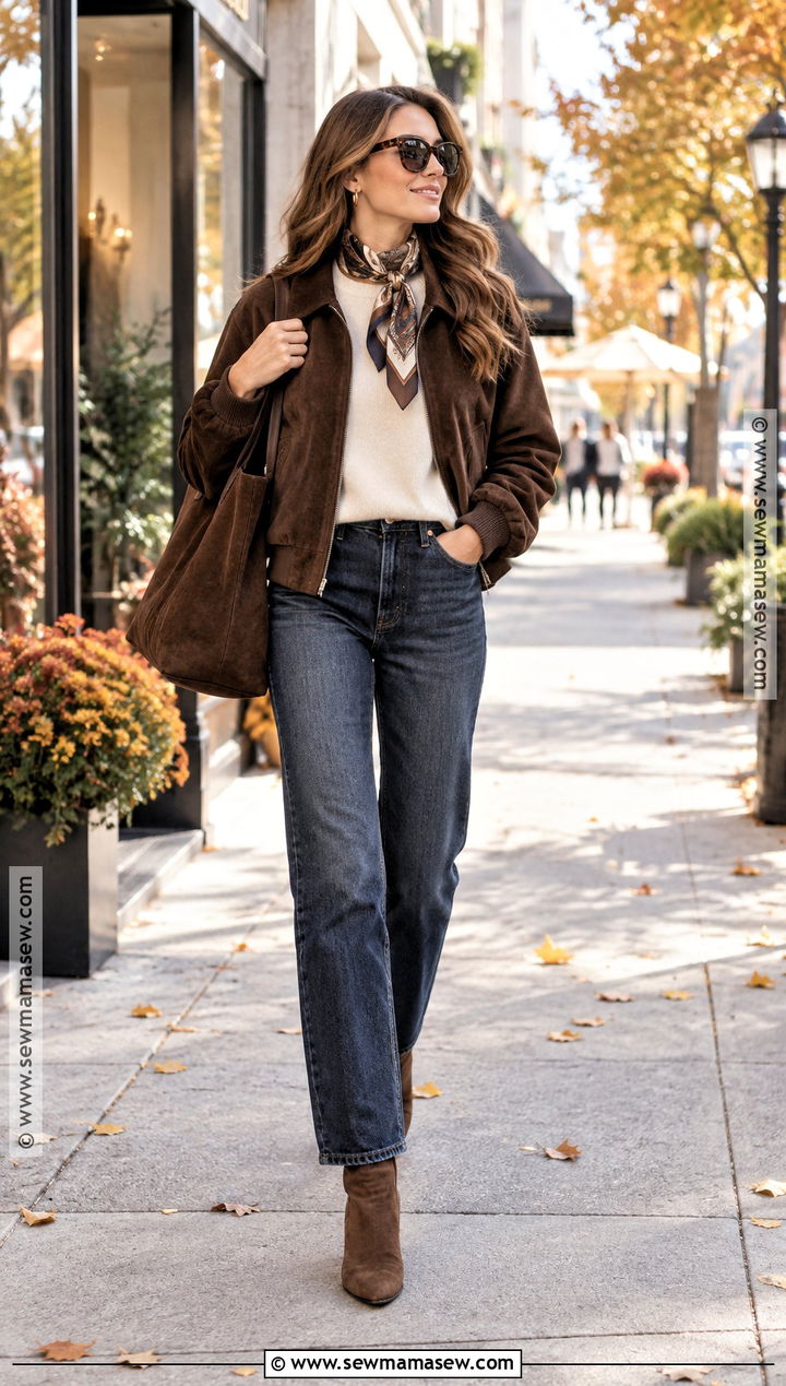 Brown Suede Jacket And Straight Leg Jeans - 15 autumn 2026 fashion trends for women