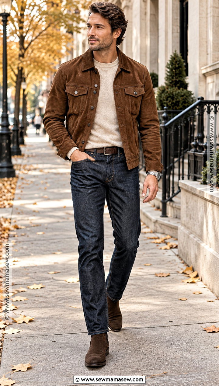 Brown Suede Jacket Fall Outfit - 15 Mens Fall Fits Aesthetic