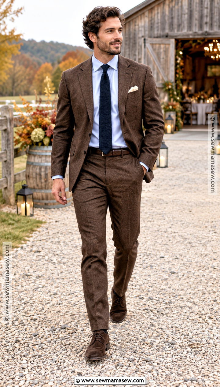 Brown Suit Fall Wedding Attire - 20 fall wedding attire ideas for men