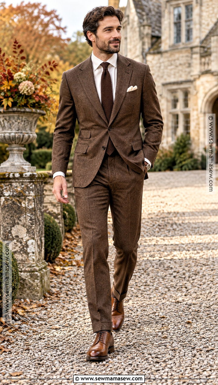 Brown Suit Fall Wedding Guest Outfit - 20 mens wedding guest outfit fall ideas