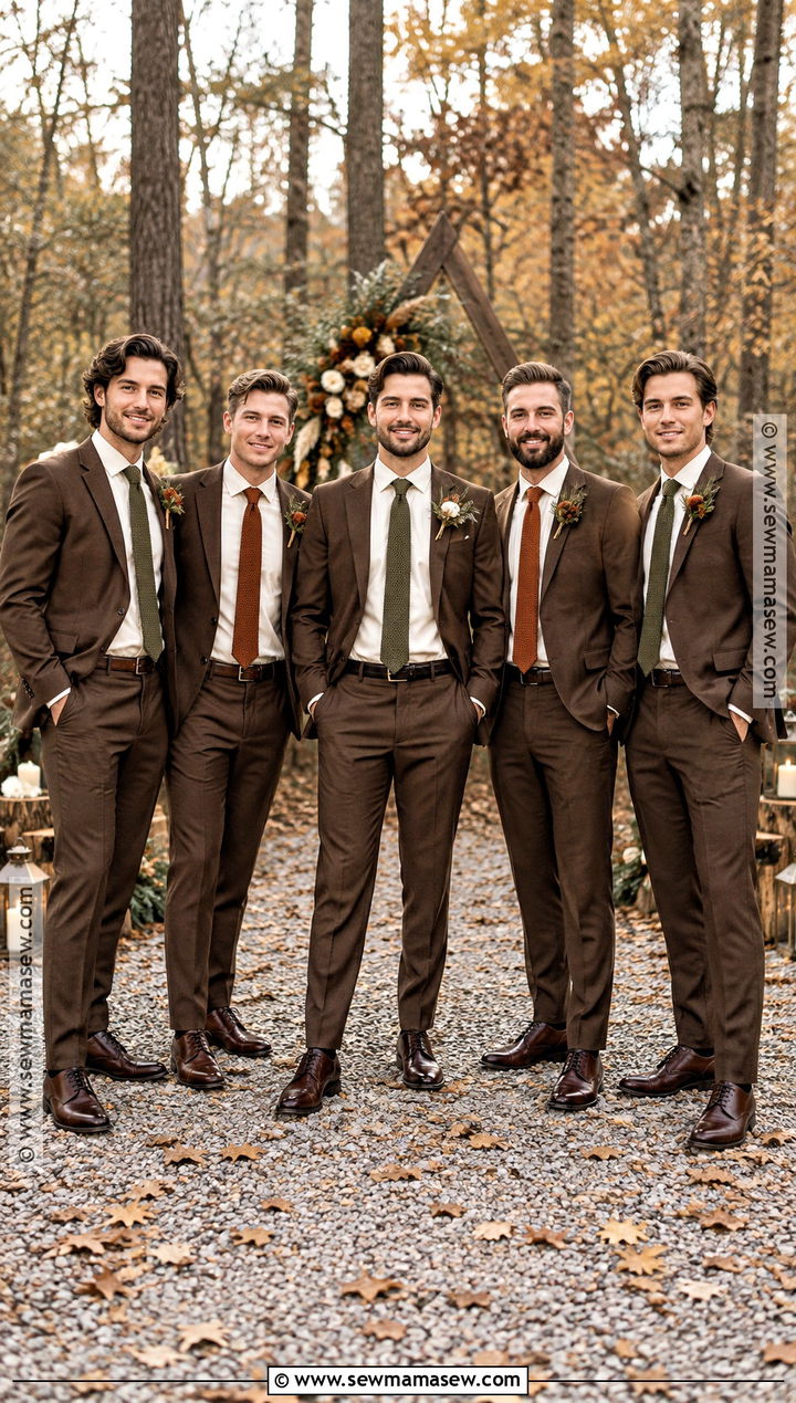 Brown Suit With Knit Tie Groomsmen Attire - 15 casual fall groomsmen attire ideas