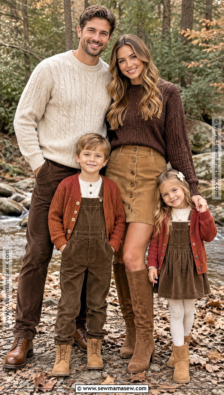 Brown Sweater And Corduroy Family Picture Outfits - 15 fall family pictures outfits brown