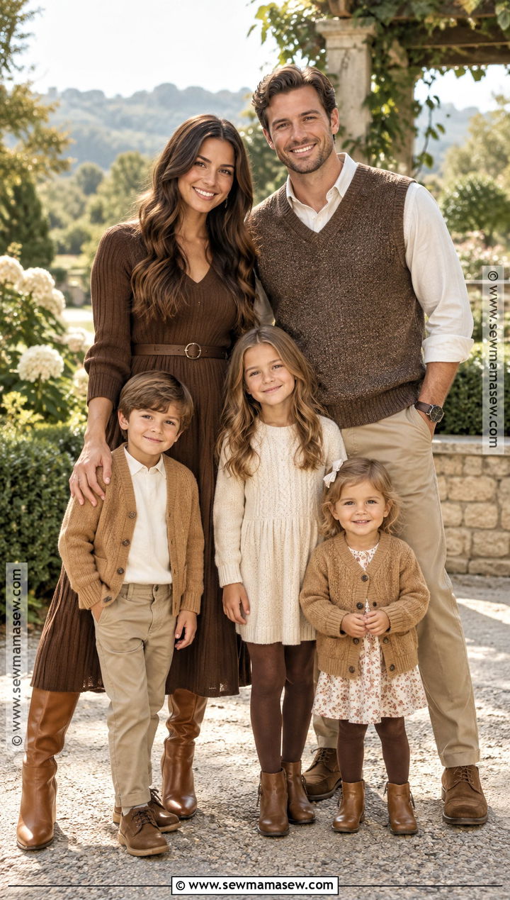 Brown Sweater Dress And Khaki Family Outfits - 15 fall family photos brown outfits