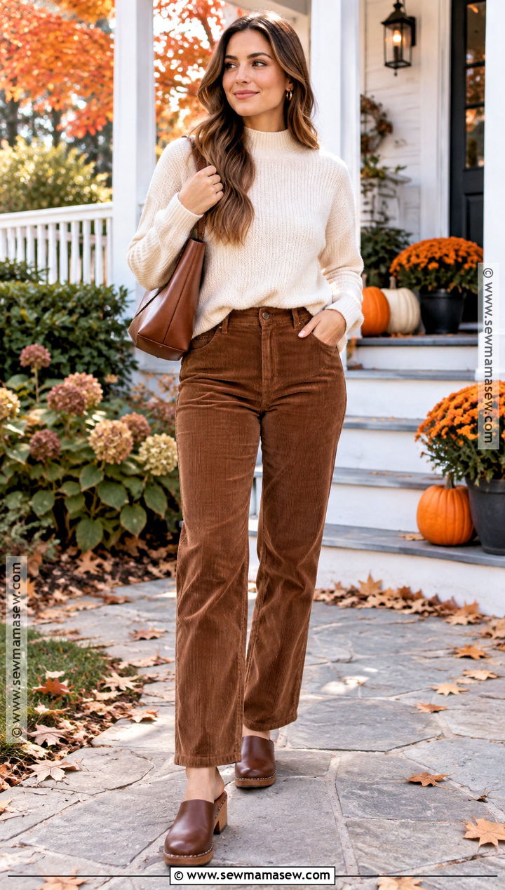 Brown Thanksgiving Corduroy Pants Outfit - 25 Brown Thanksgiving Outfit Ideas