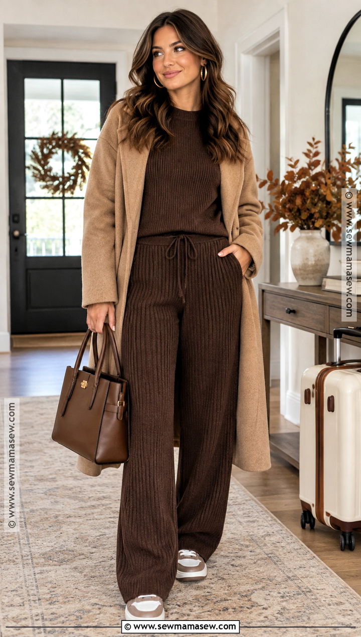 Brown Thanksgiving Matching Pants Set Outfit - 25 Brown Thanksgiving Outfit Ideas