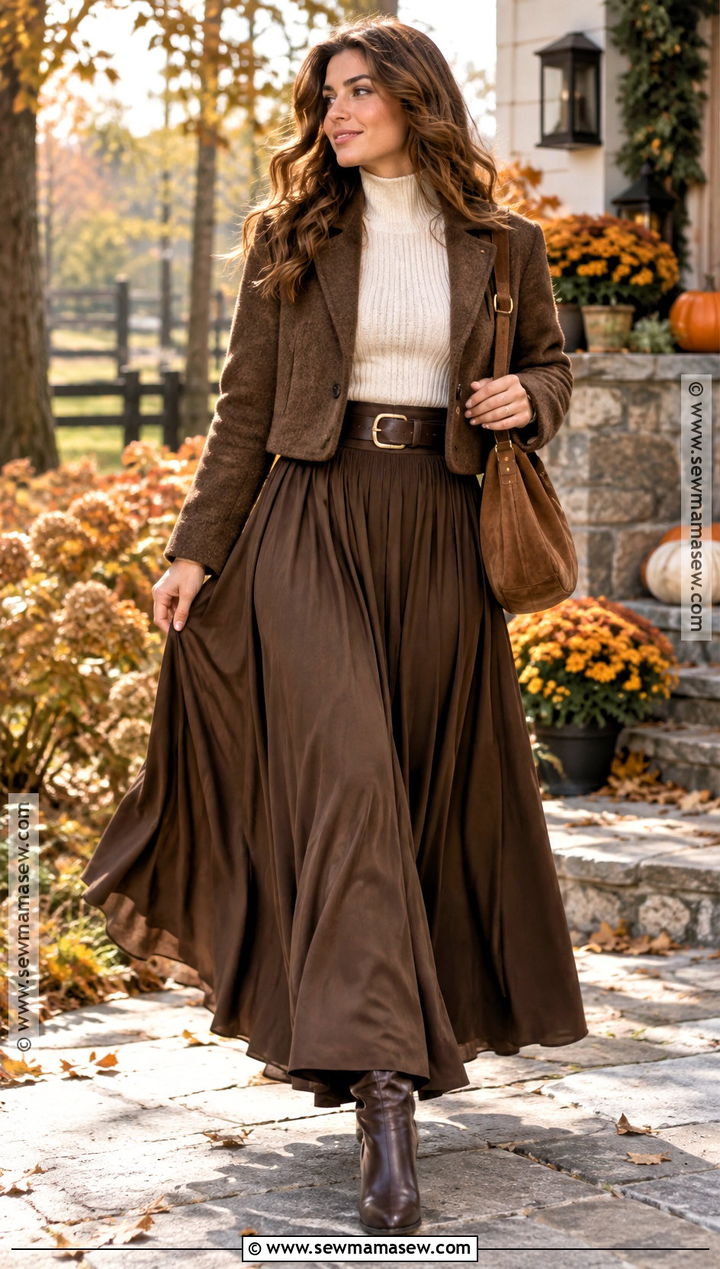 Brown Thanksgiving Maxi Skirt Outfit - 25 Brown Thanksgiving Outfit Ideas