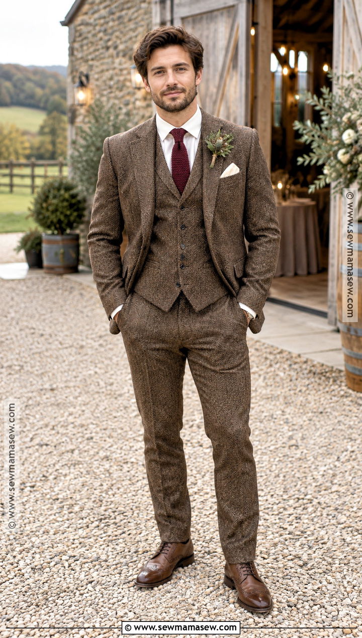 Brown Tweed Fall Wedding Suit - 20 fall wedding suits groom attire ideas