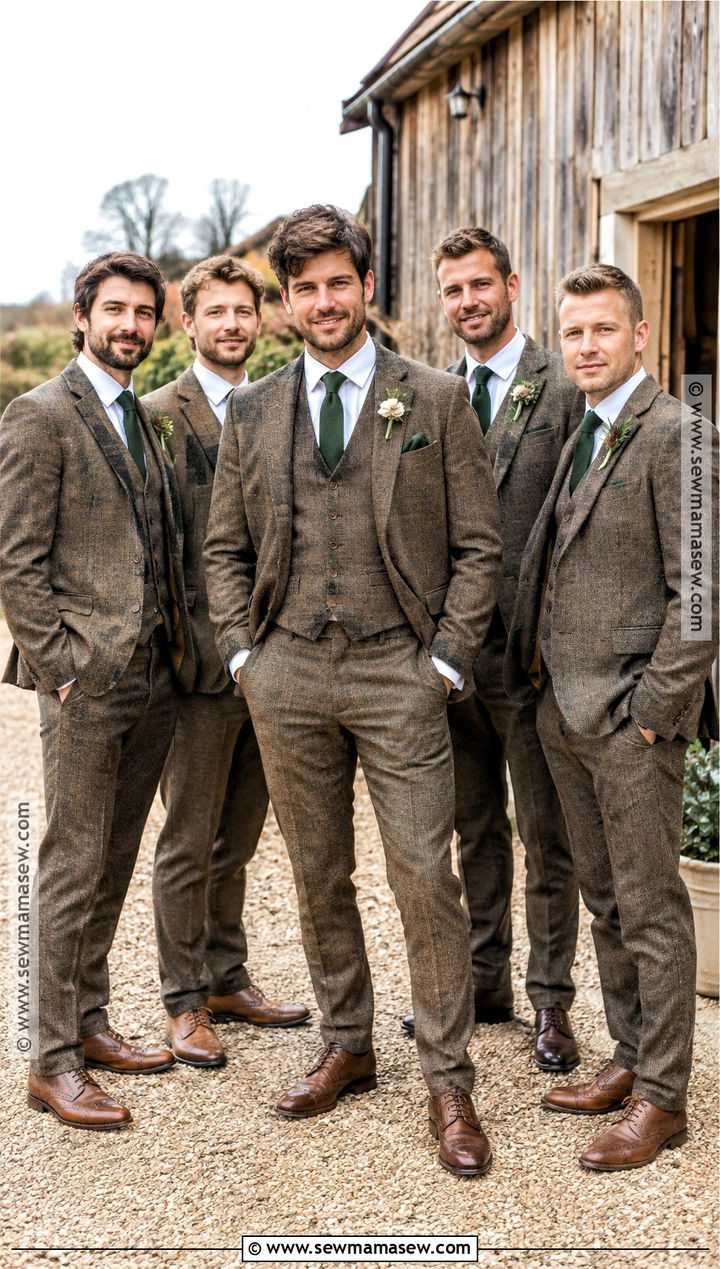Brown Tweed Groom And Groomsmen Suits - 15 groom and groomsmen attire fall wedding ideas