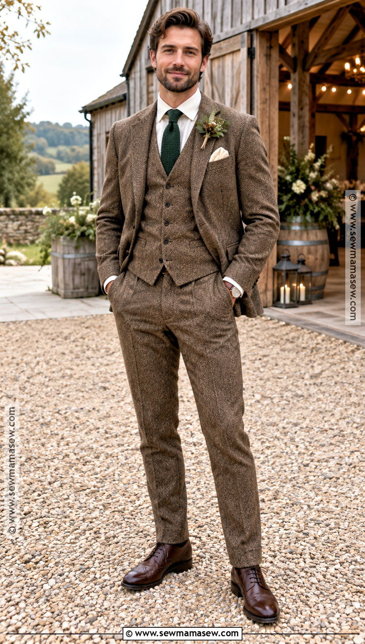 Brown Tweed Groom Suit - 15 september groom attire ideas