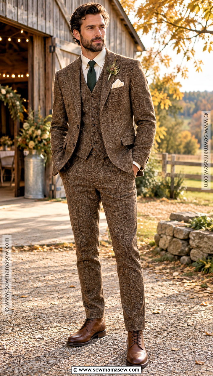 Brown Tweed Groomsmen Suit - 15 autumn groomsmen attire ideas