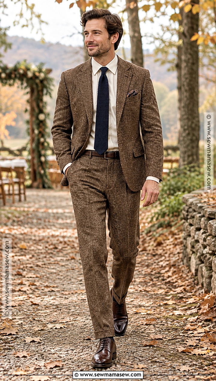 Brown Tweed Suit Fall Wedding Attire - 20 mens fall wedding attire ideas