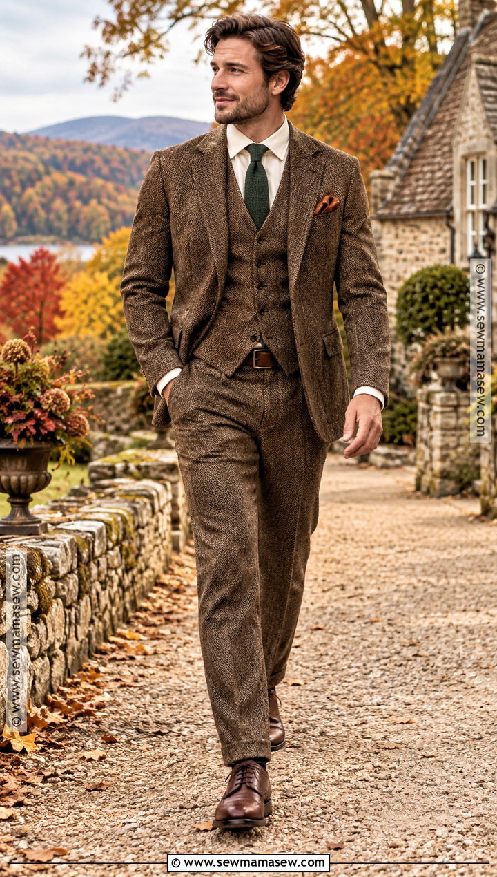 Brown Tweed Suit Fall Wedding Attire - 15 Mens Wedding Attire Fall Ideas