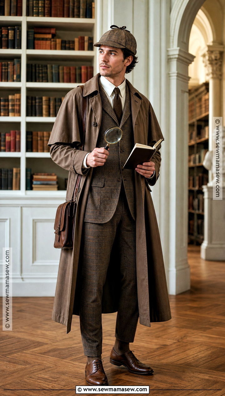 Brown Vintage Detective Costume With Trench Coat - 35 brown halloween costumes