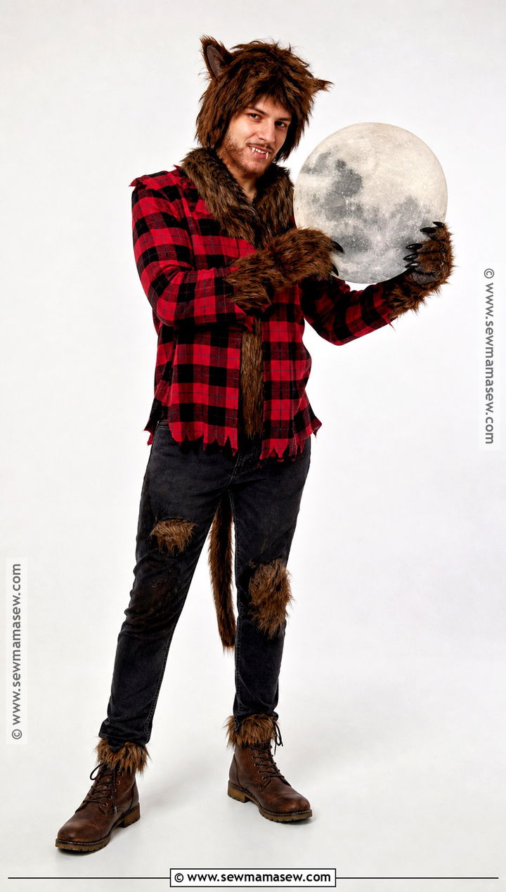 Brown Werewolf Costume With Plaid Shirt - 40 wolf costume ideas