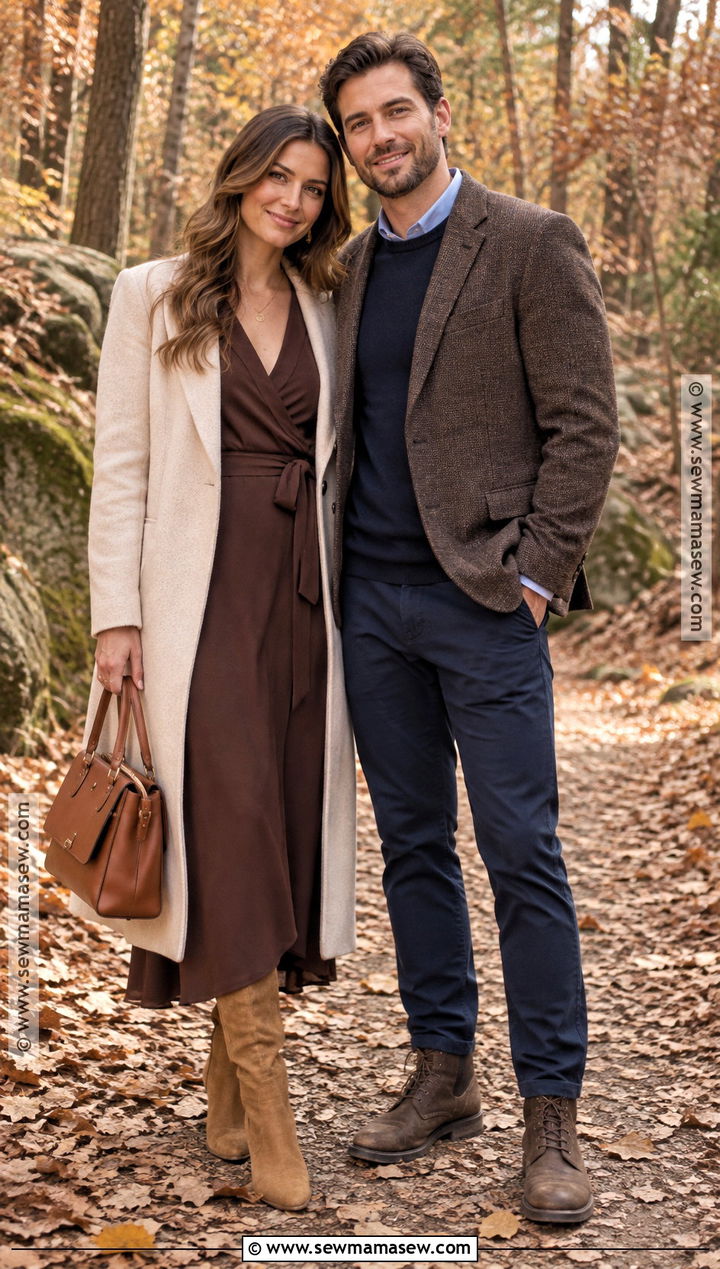 Brown Wrap Dress And Suede Boots Engagement Outfit - 15 engagement pictures outfits fall