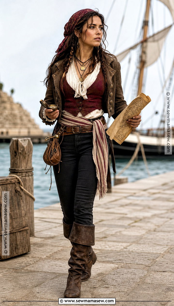 Brunette Pirate Costume With Braided Hair - 35 halloween costumes brown hair