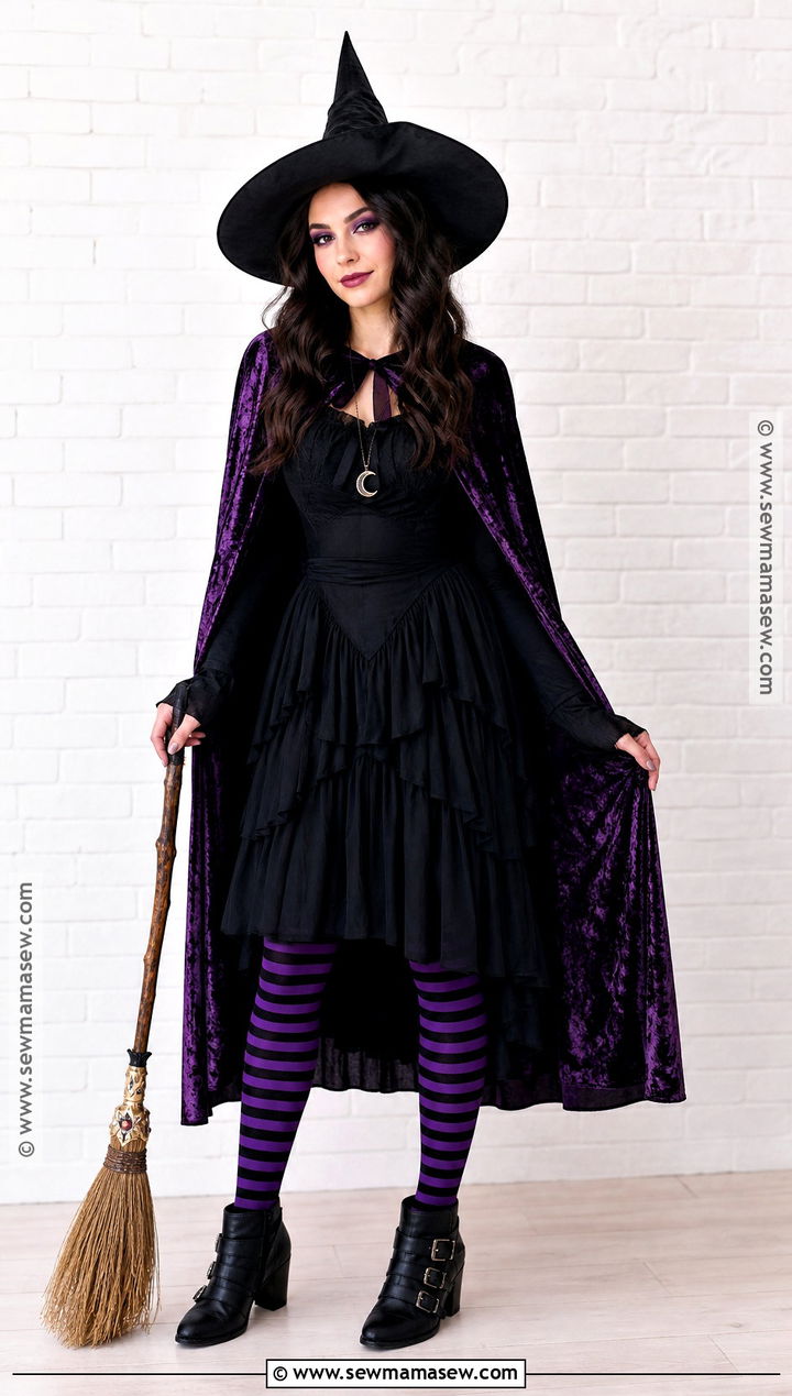 Brunette Witch Costume With Purple Cape - 40 brunette halloween costumes