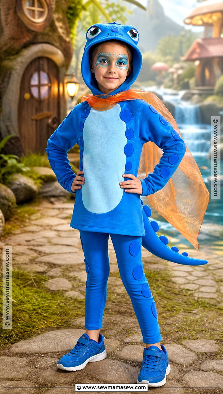Bruni Fire Salamander Costume With Blue Hoodie - 30 frozen costume ideas