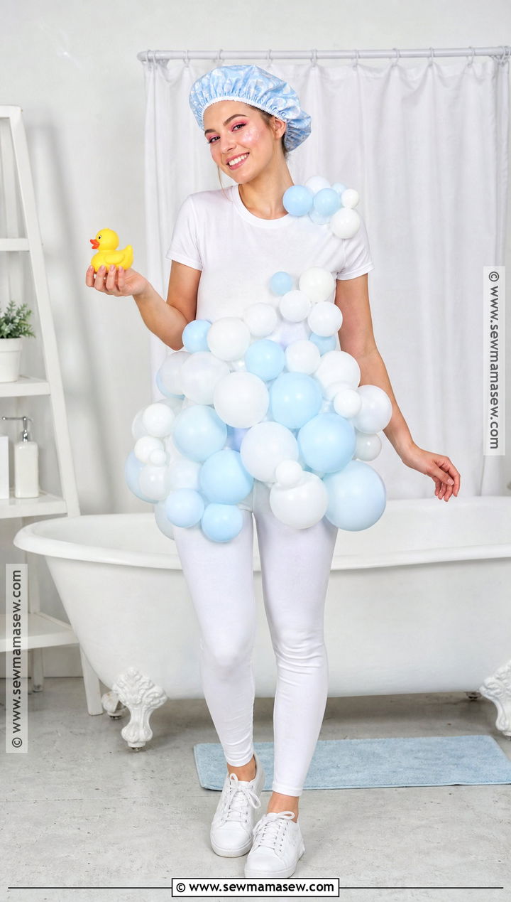 Bubble Bath Costume With White Balloons - 40 halloween costumes last minute