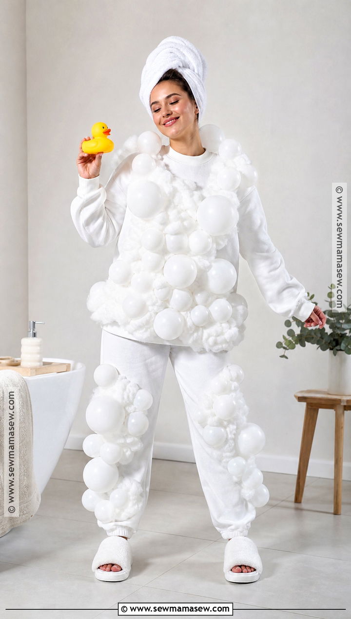 Bubble Bath Costume With White Balloons - 30 at home costume ideas