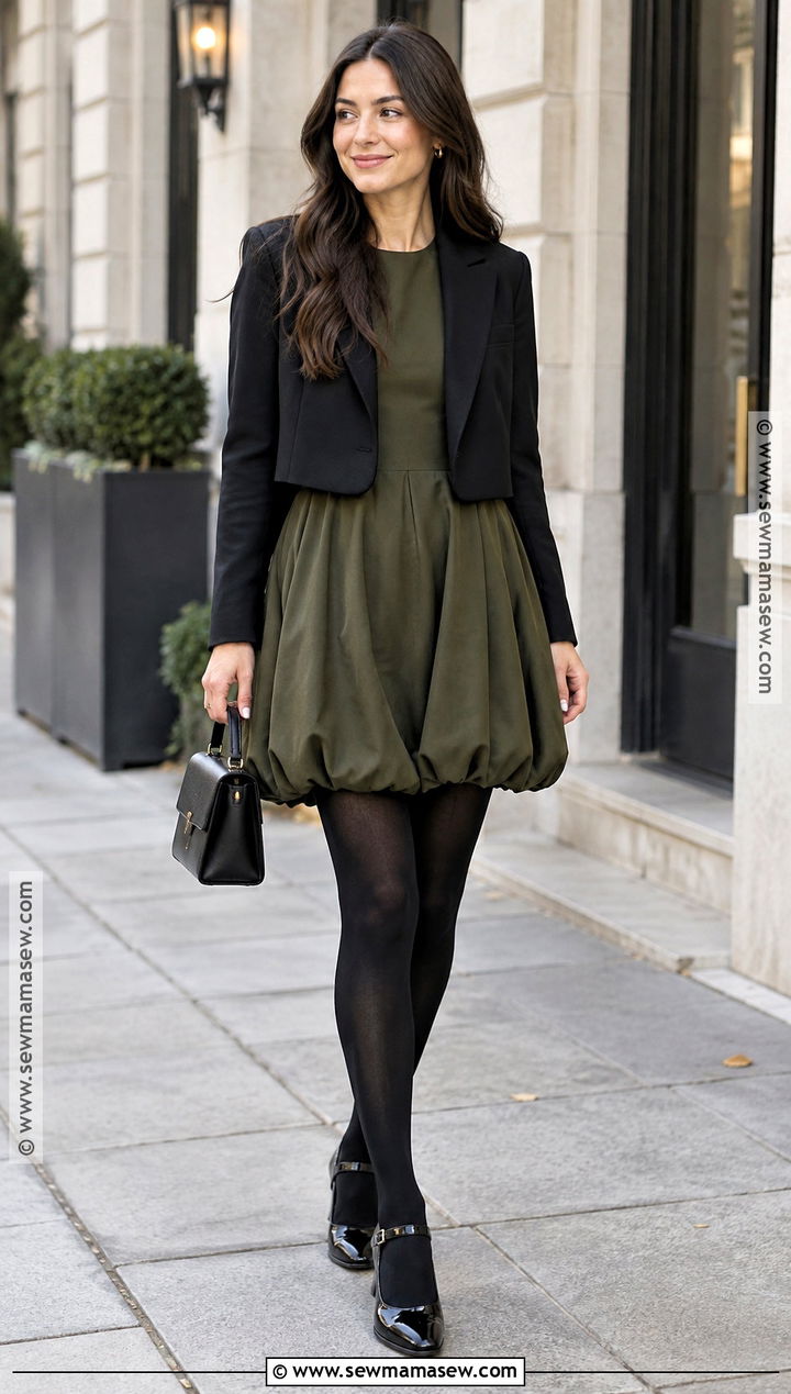 Bubble Hem Dress With Mary Jane Shoes - 15 2026 fall dress trends