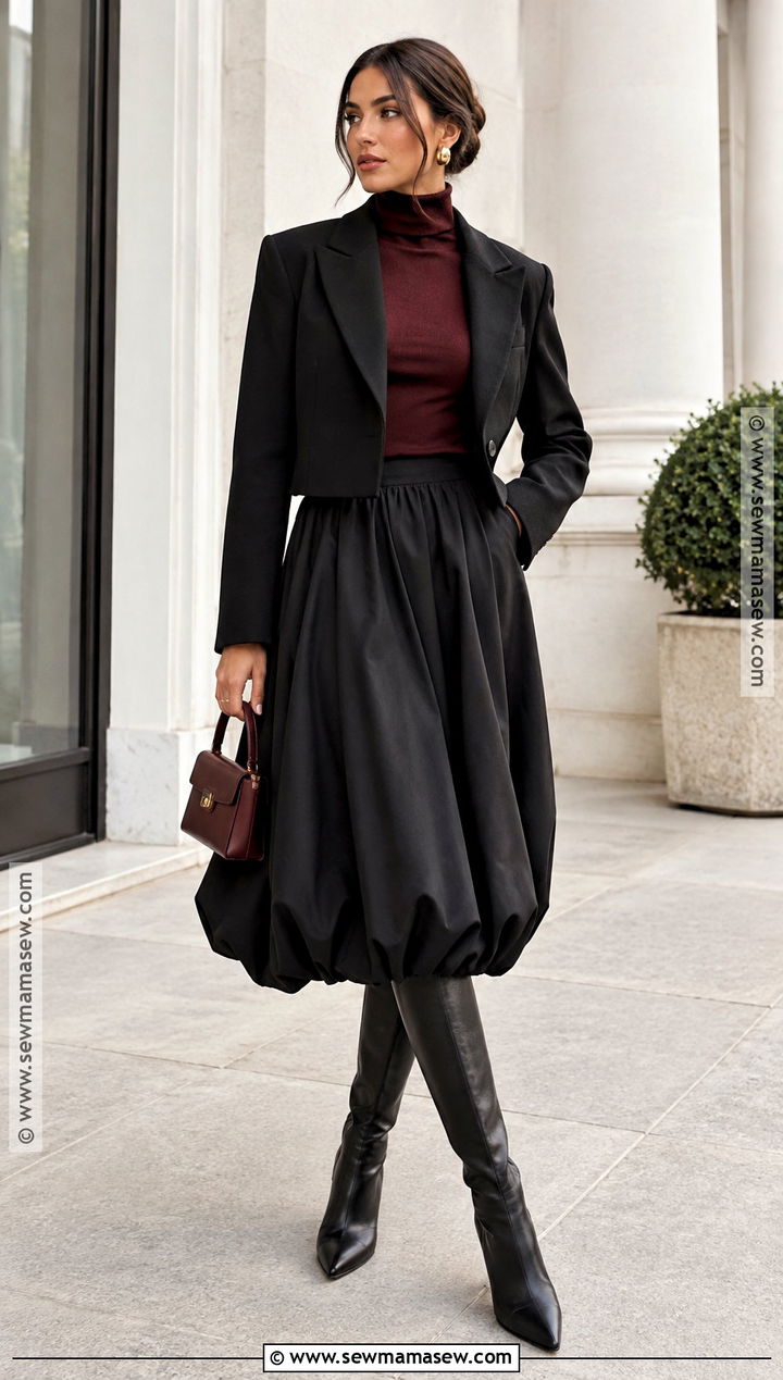 Bubble Skirt And Fitted Knit Outfit - 20 autumn winter 2026 fashion trends