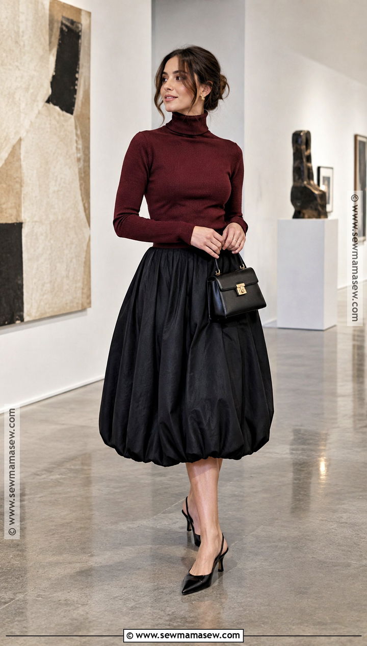 Bubble Skirt And Fitted Knit Outfit - 15 autumn trends 2026 fashion